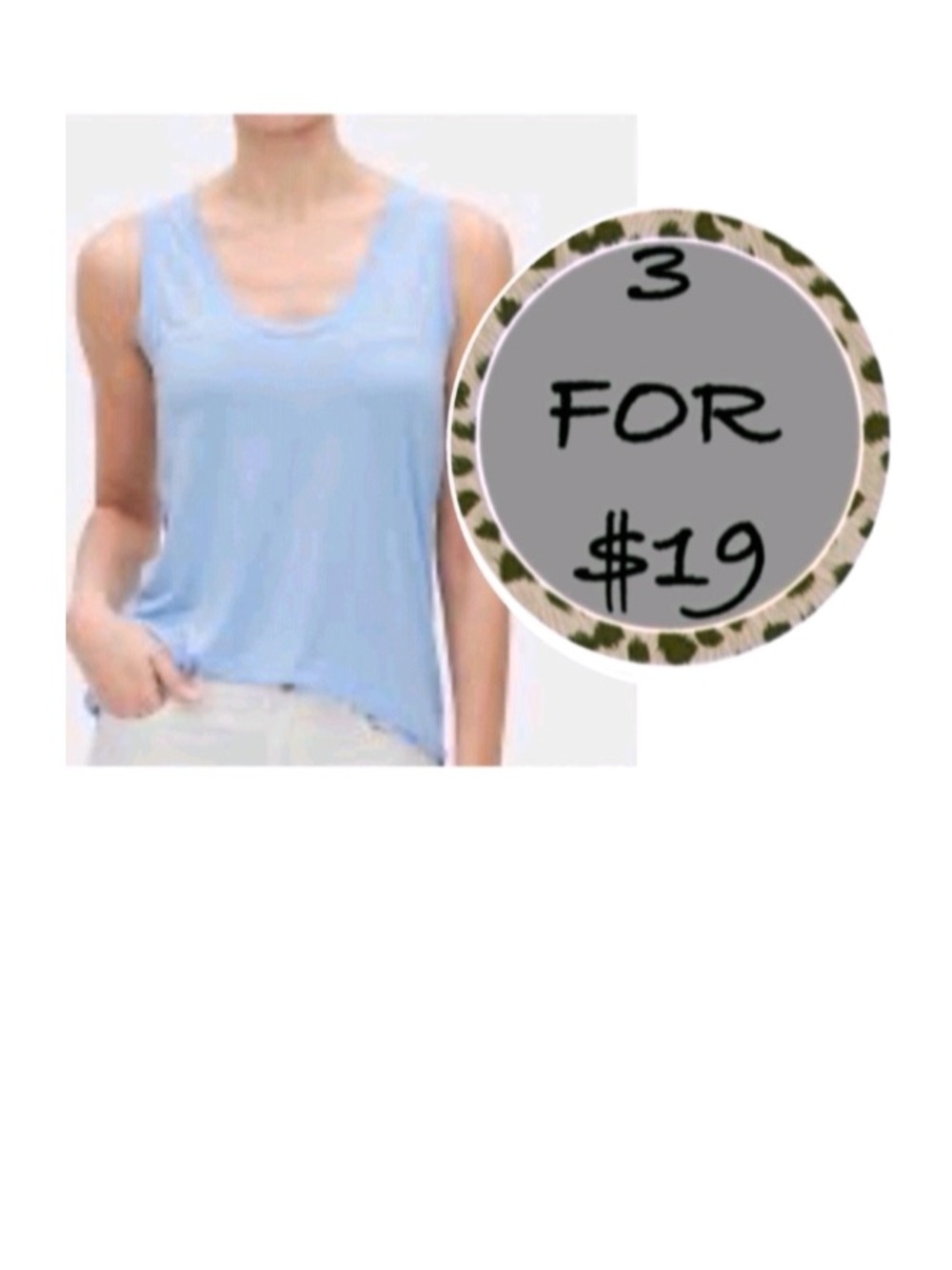 3/$19 Gap vneck curved hem tank top